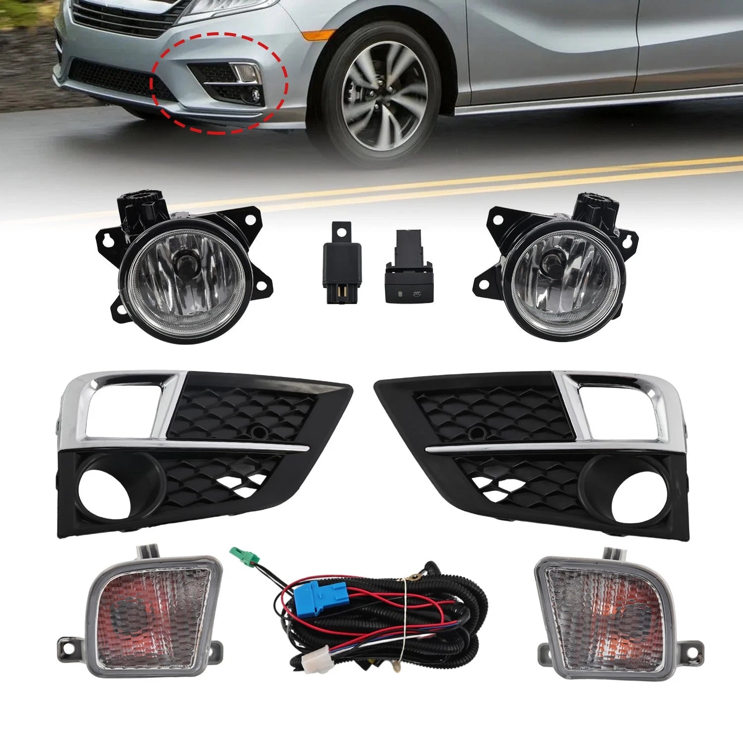 Set of 2 Front Bumper Fog Lights for Honda Odyssey (2018–2020)