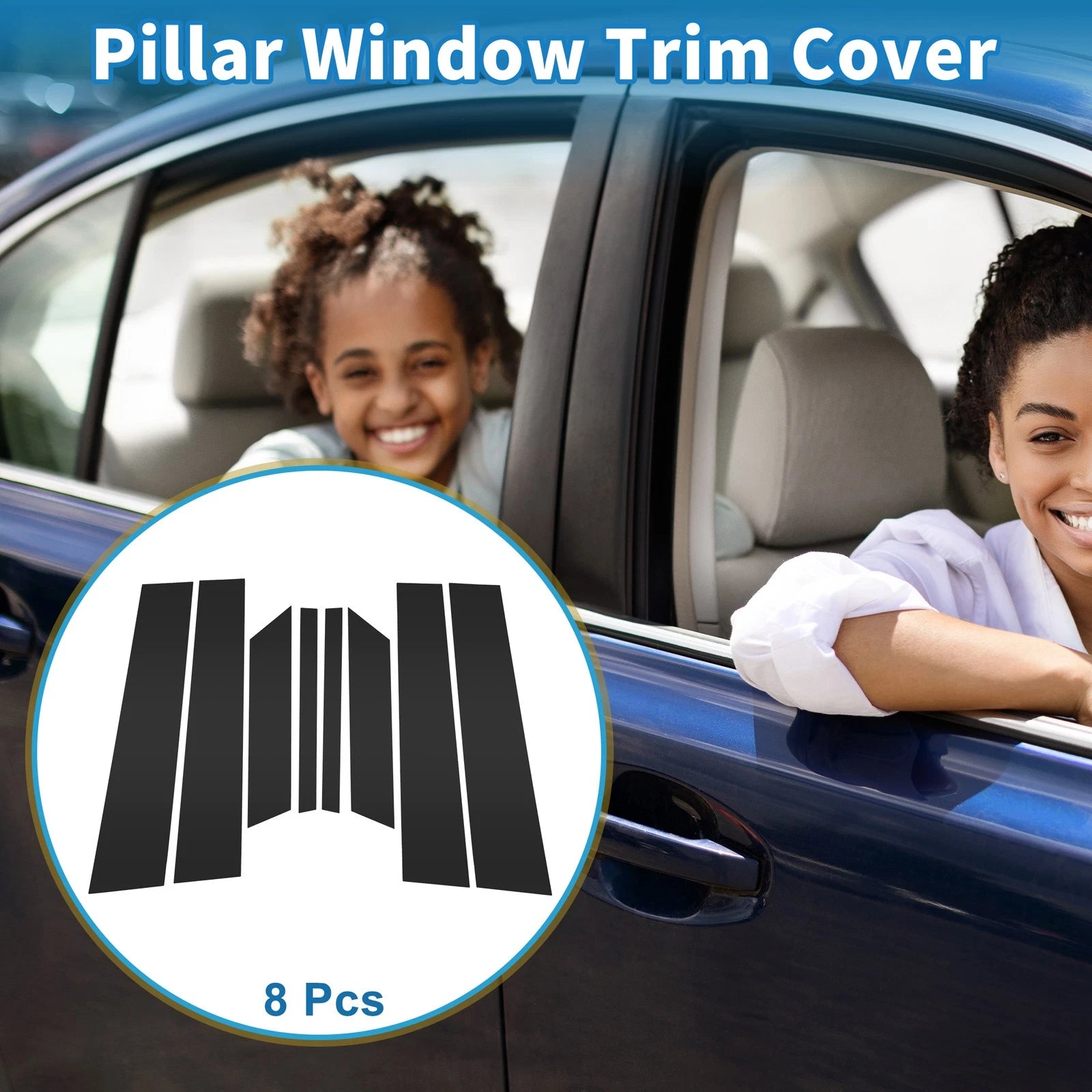 8pcs Door Pillar Window Trim for Ford Territory (2019–2021) Black