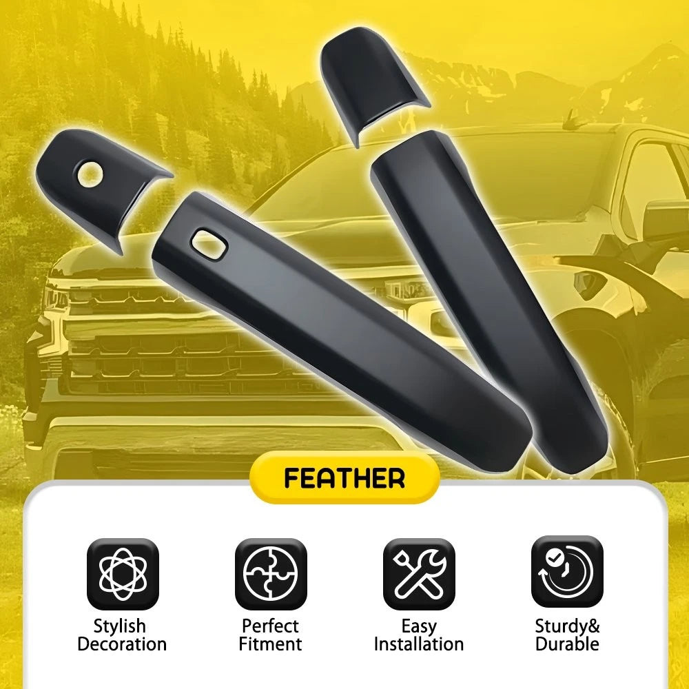 Set of 4 Matte Black Door Handle Covers for GMC Sierra 1500 (2019–2025)