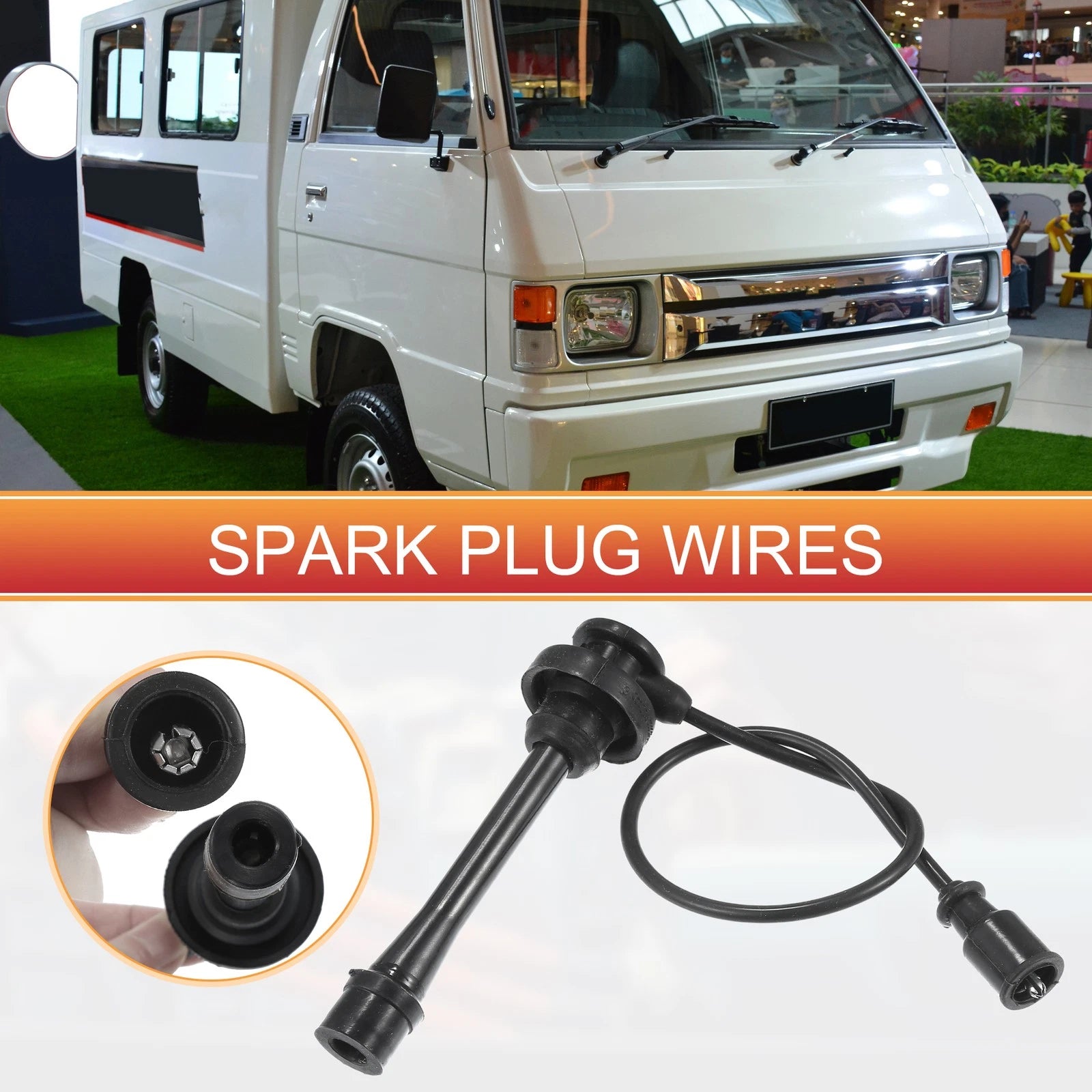 Set of 4 Spark Plug Wire Ignition Coil Cables MN137207 for Mitsubishi L300 (1990–1998)