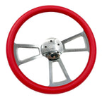 Polished 5 Hole Steering Wheel Rim Red Wrap for Peterbilt Kenworth Freightliner (18")
