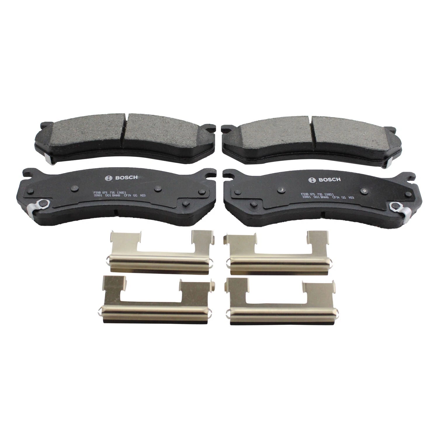 Set of 4 Bosch QuietCast Ceramic Slotted Brake Pads for Cadillac Chevrolet GMC Hummer