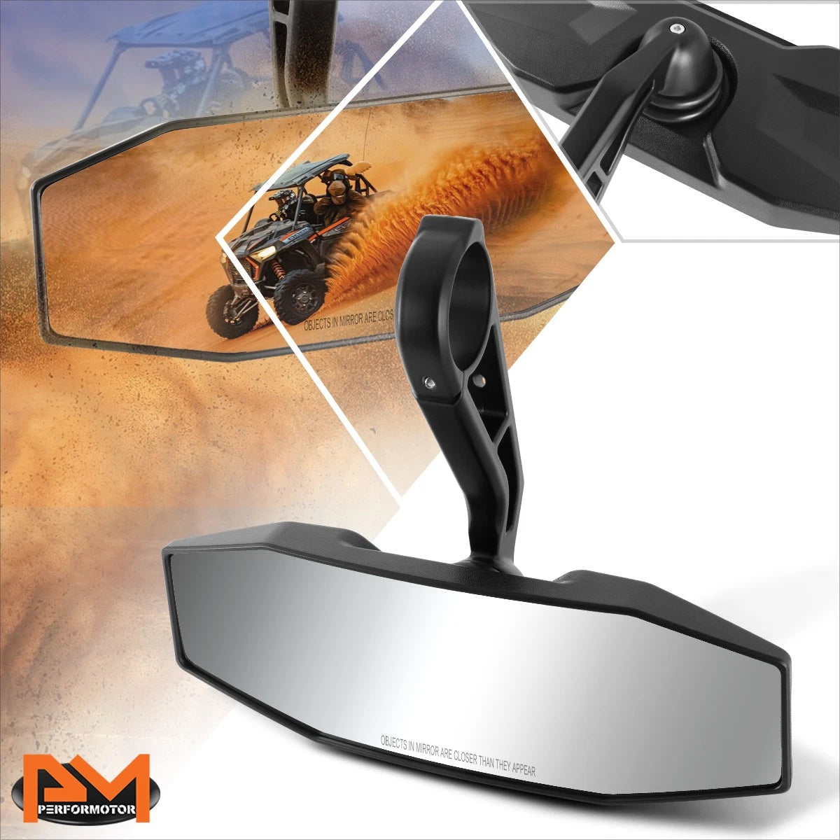 Universal UTV Rear View Mirror with Clamp for Roll Cage