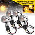 4X Mini Bullet LED Turn Signals Amber Chrome for Harley Davidson