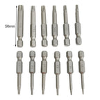 Set of 10 Alloy Steel Screw Driver Bits with Magnetic Holder
