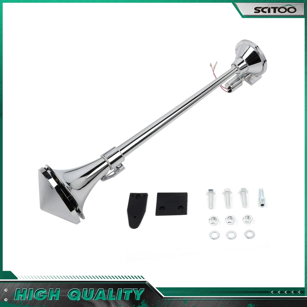 Chrome Train Air Horn Kit for Semi Boat (27" Long)