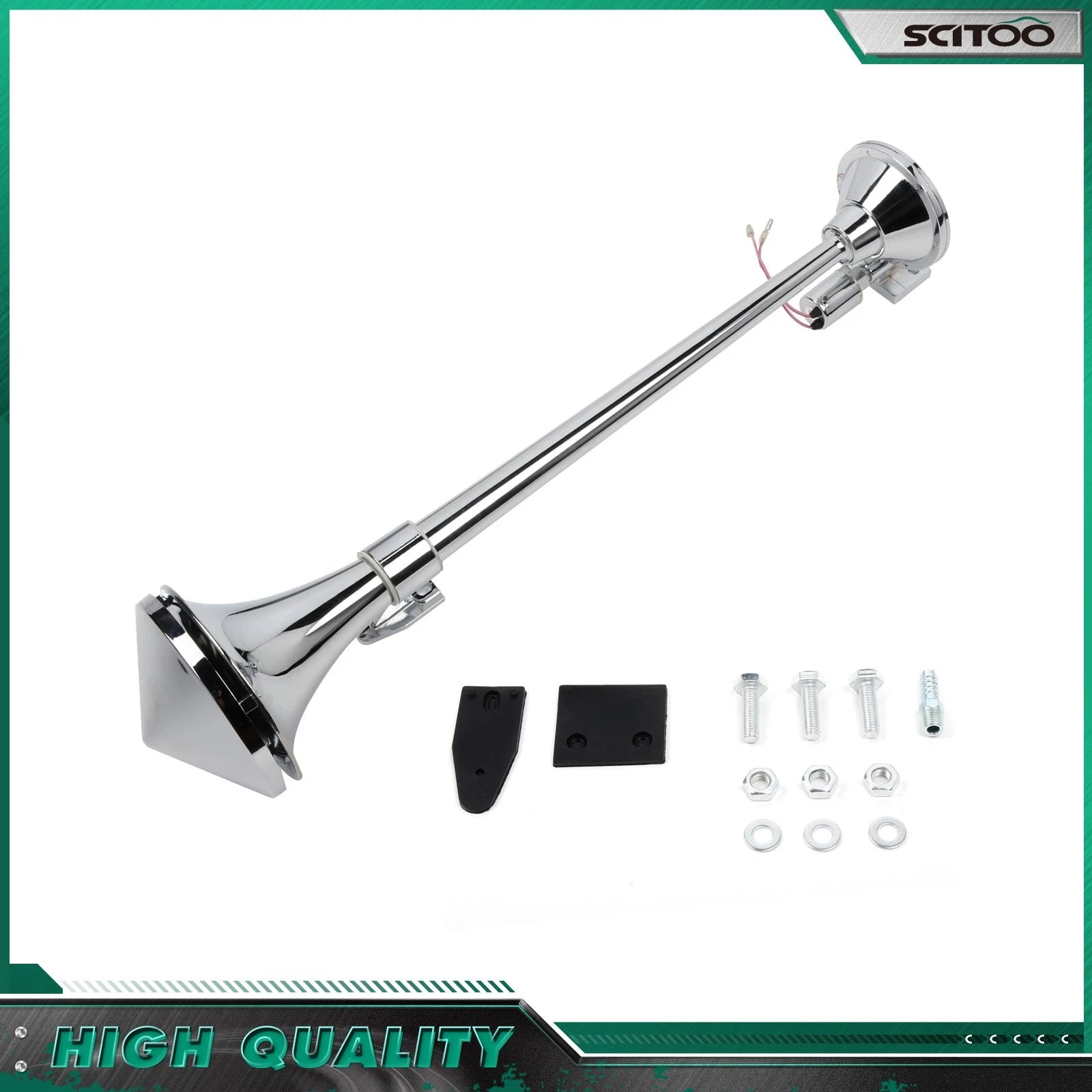 Chrome Train Air Horn Kit for Semi Boat (27" Long)