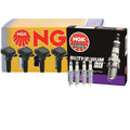 Set of 4 NGK COP Ignition Coils & 4 Ruthenium HX Spark Plugs for Ford Focus