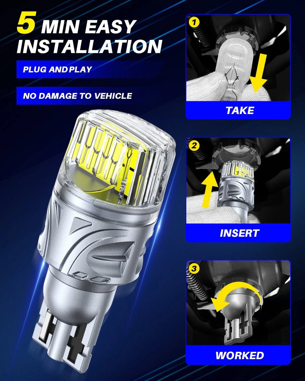 2X LED Reverse Backup Light Bulb for Autoone (921, 912)