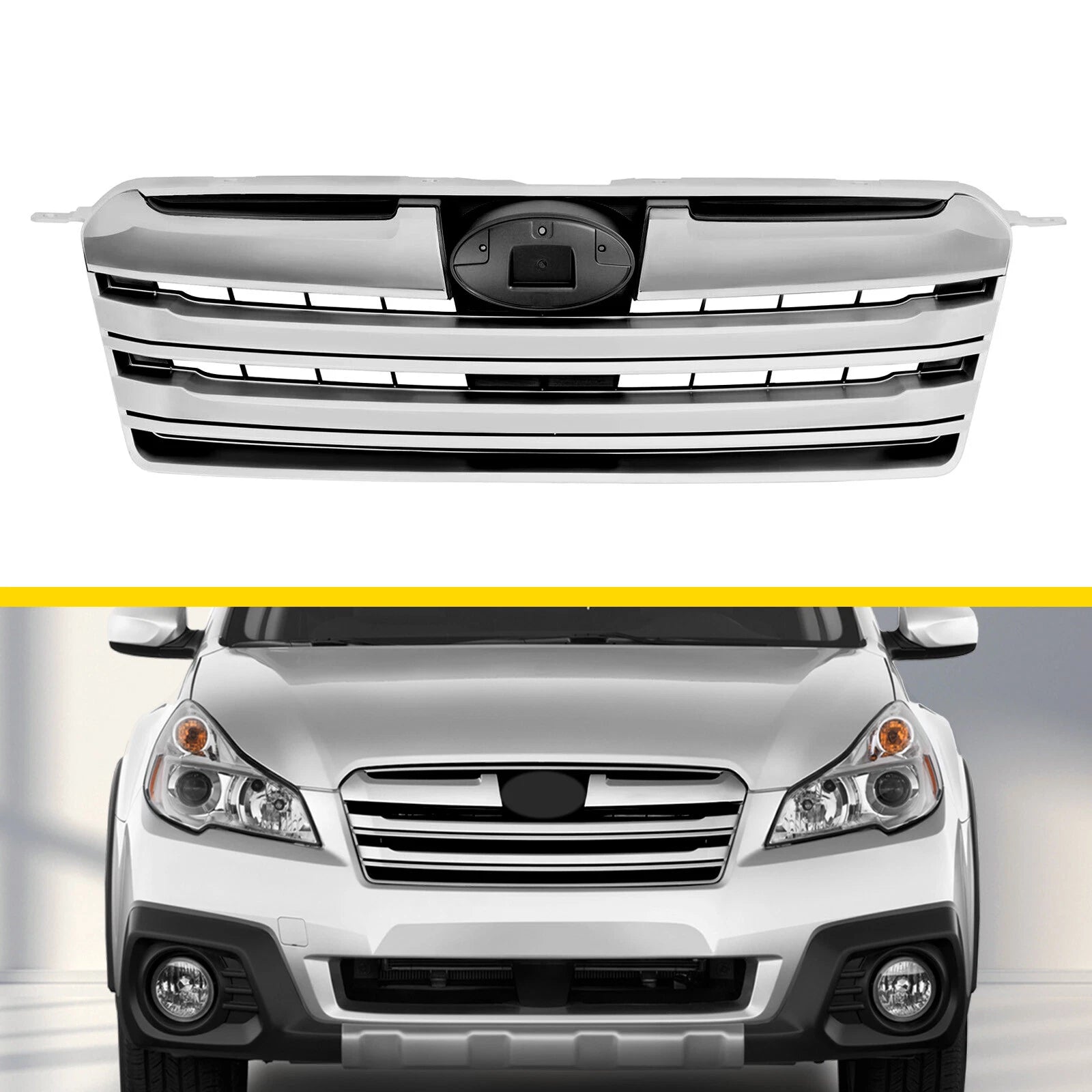 Chrome Front Grille w/Black Insert for Subaru Outback (2013–2014)