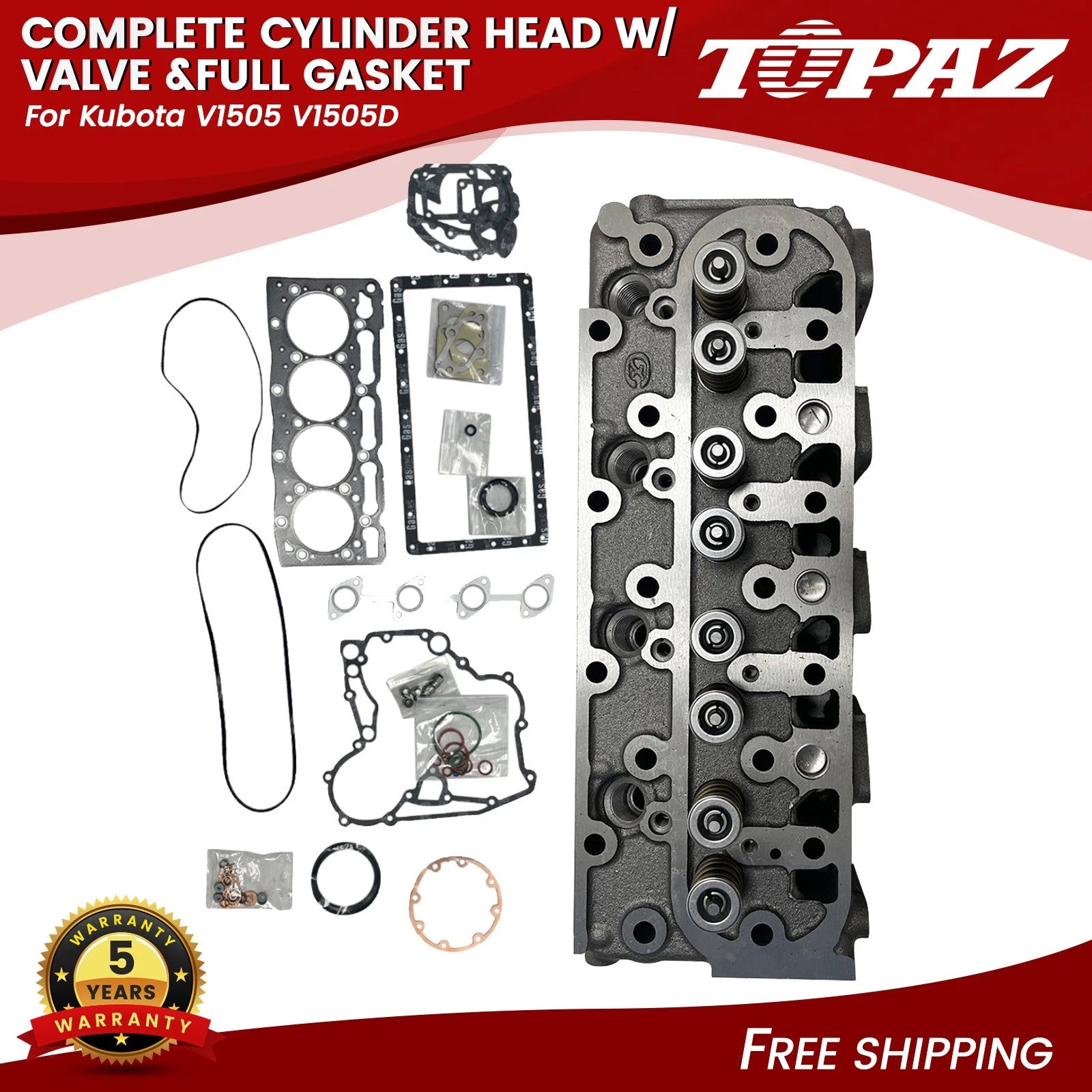 Complete Cylinder Head with Valve & Gasket for Kubota V1505