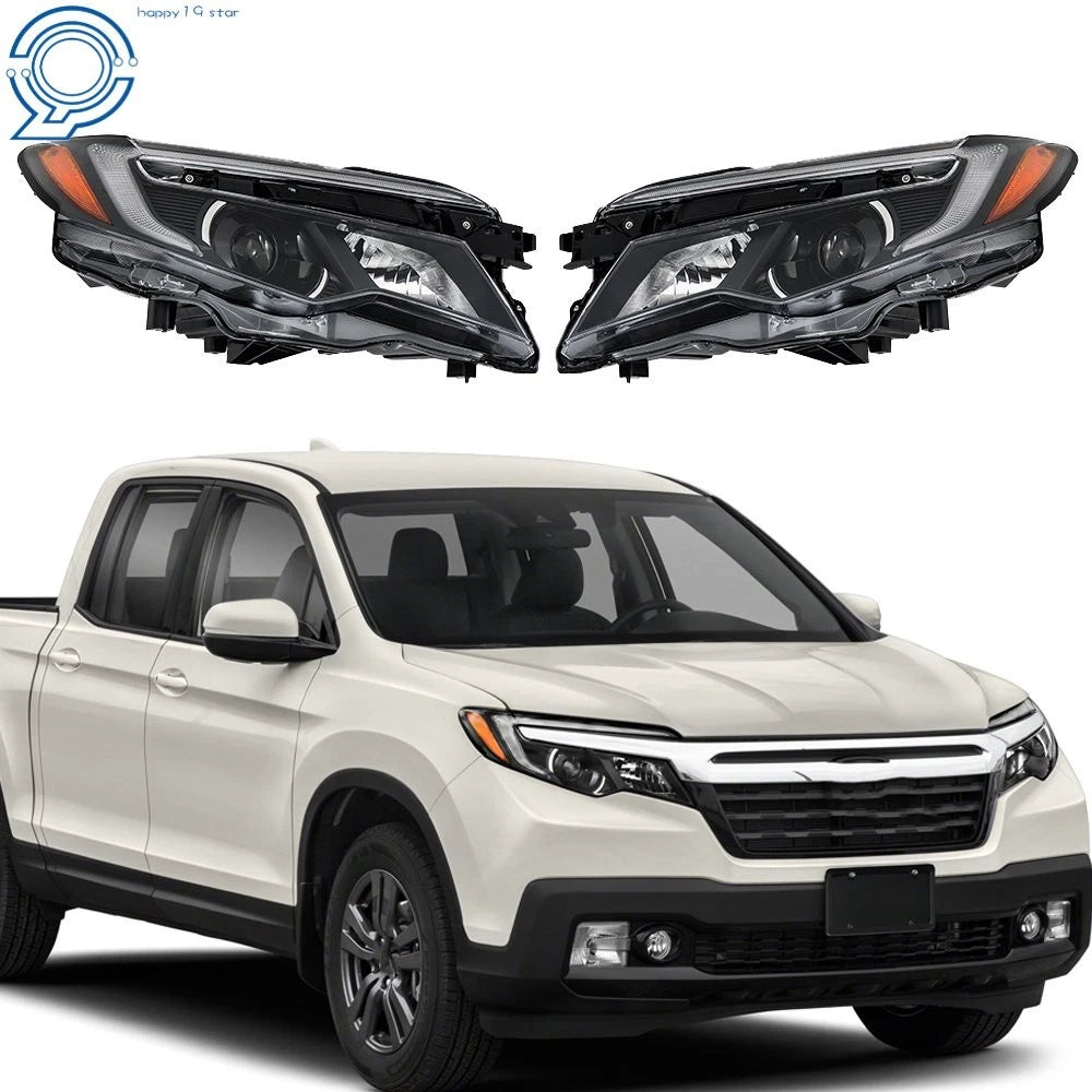 Headlights for Pilot Ridgeline RTL-T (2016–2020) W/LED DRL Driver & Passenger