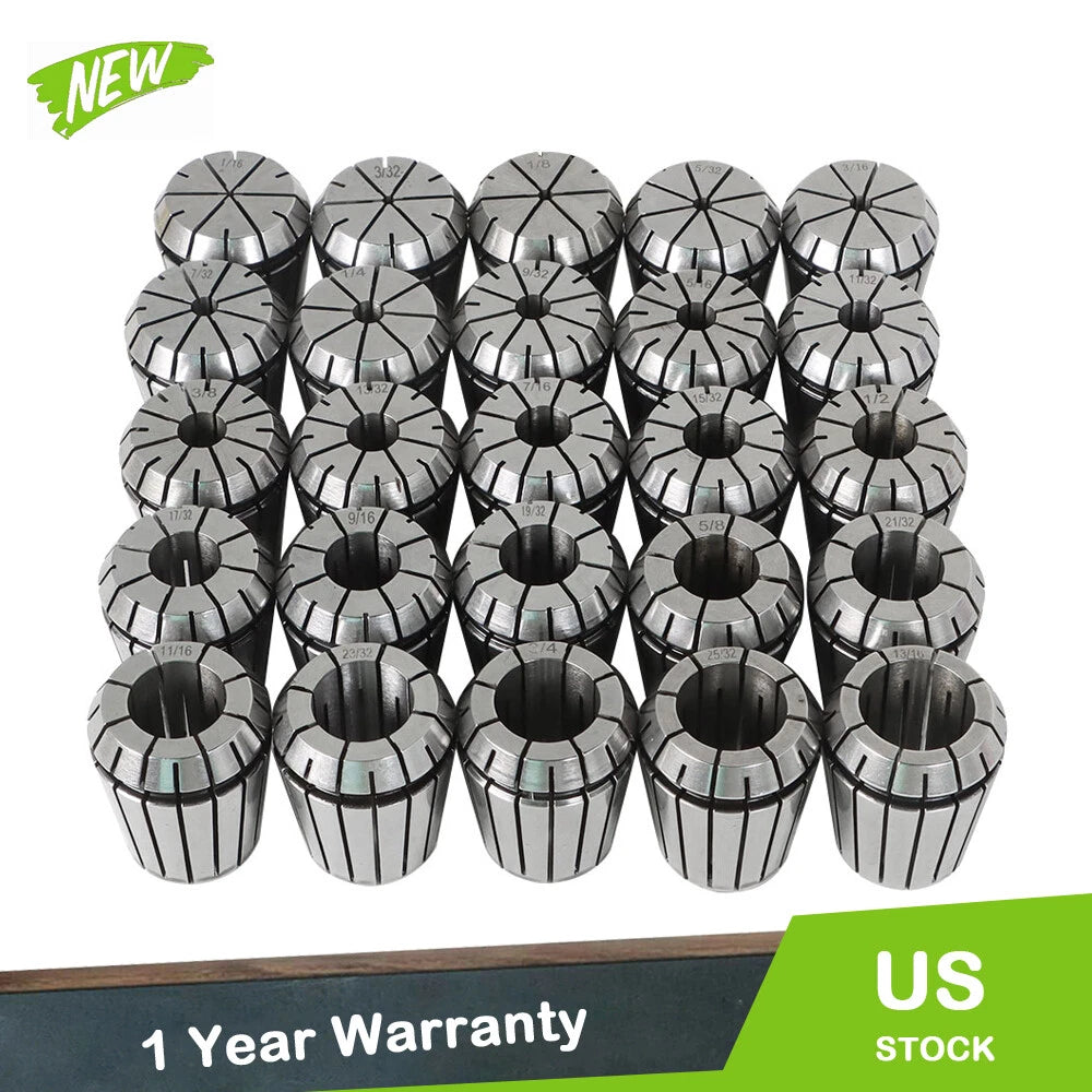 25 pcs Bracket Spring Collets for CNC Engraving Machines (1/16-3/4 Inch)