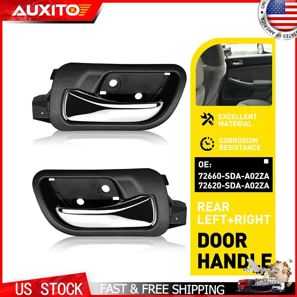 Set of 2 Interior Door Handles for Honda Accord (2003–2007) Chrome Black