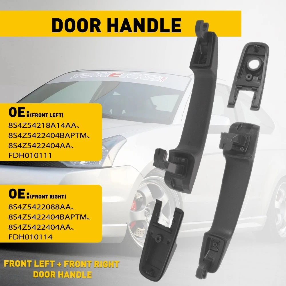 2pcs Exterior Door Handle for Ford Focus (2012–2018) Driver Passenger Side