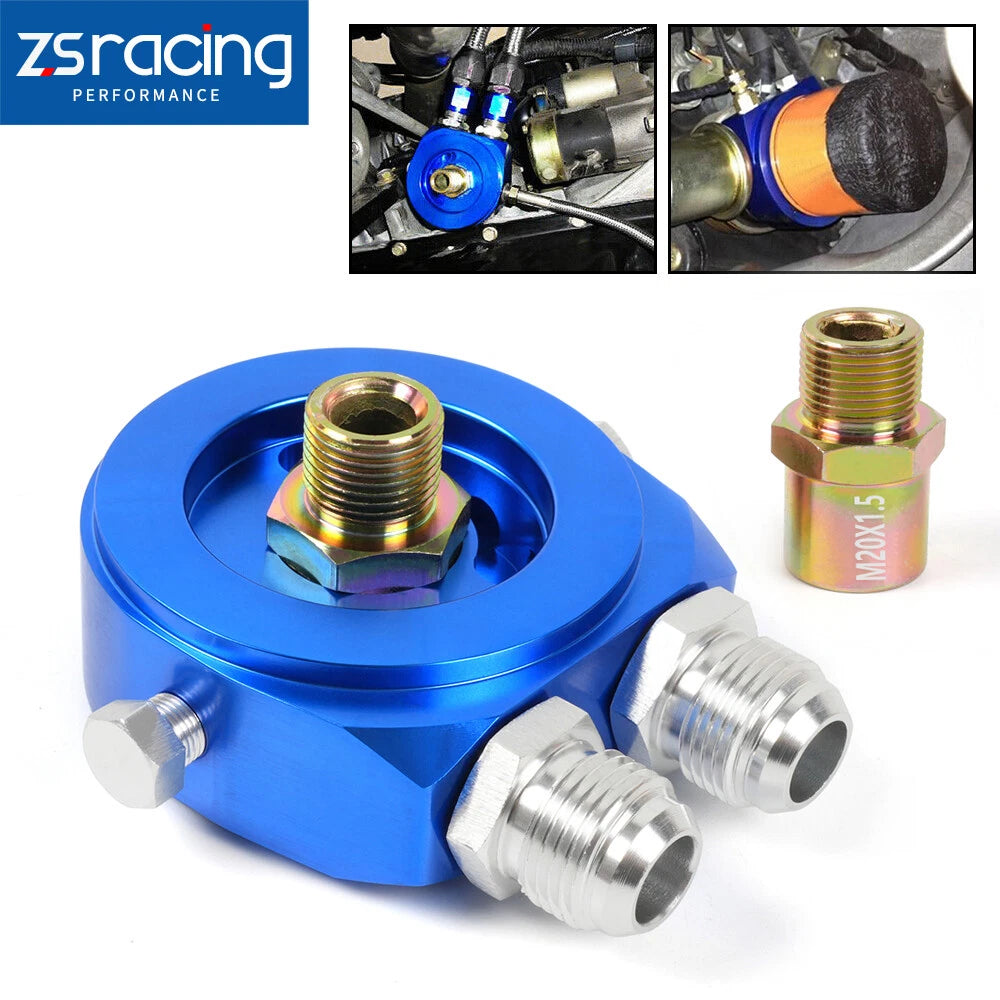 Oil Filter Cooler Sandwich Adapter for Blue Aluminum AN10