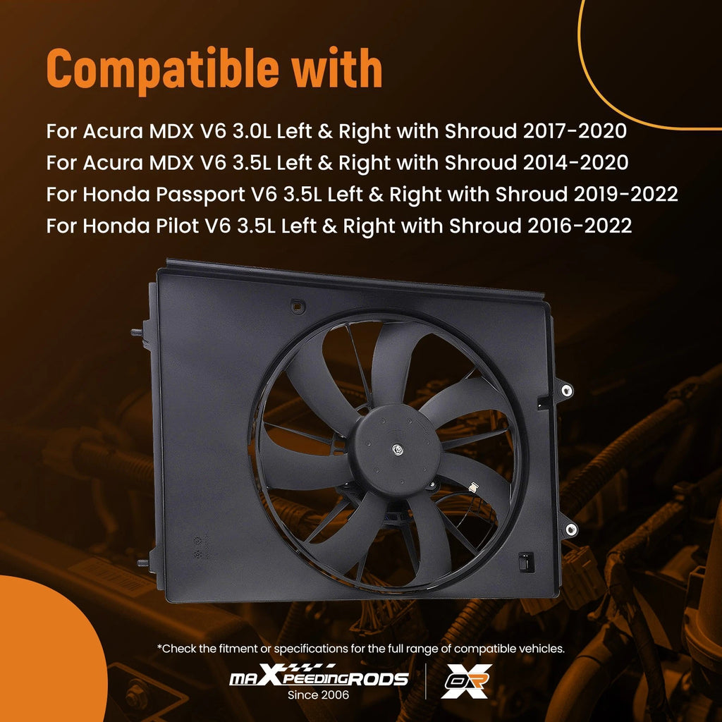 2X Cooling Fan Assembly Kit for Acura MDX Honda Pilot (2014–2022) 190155J6A01