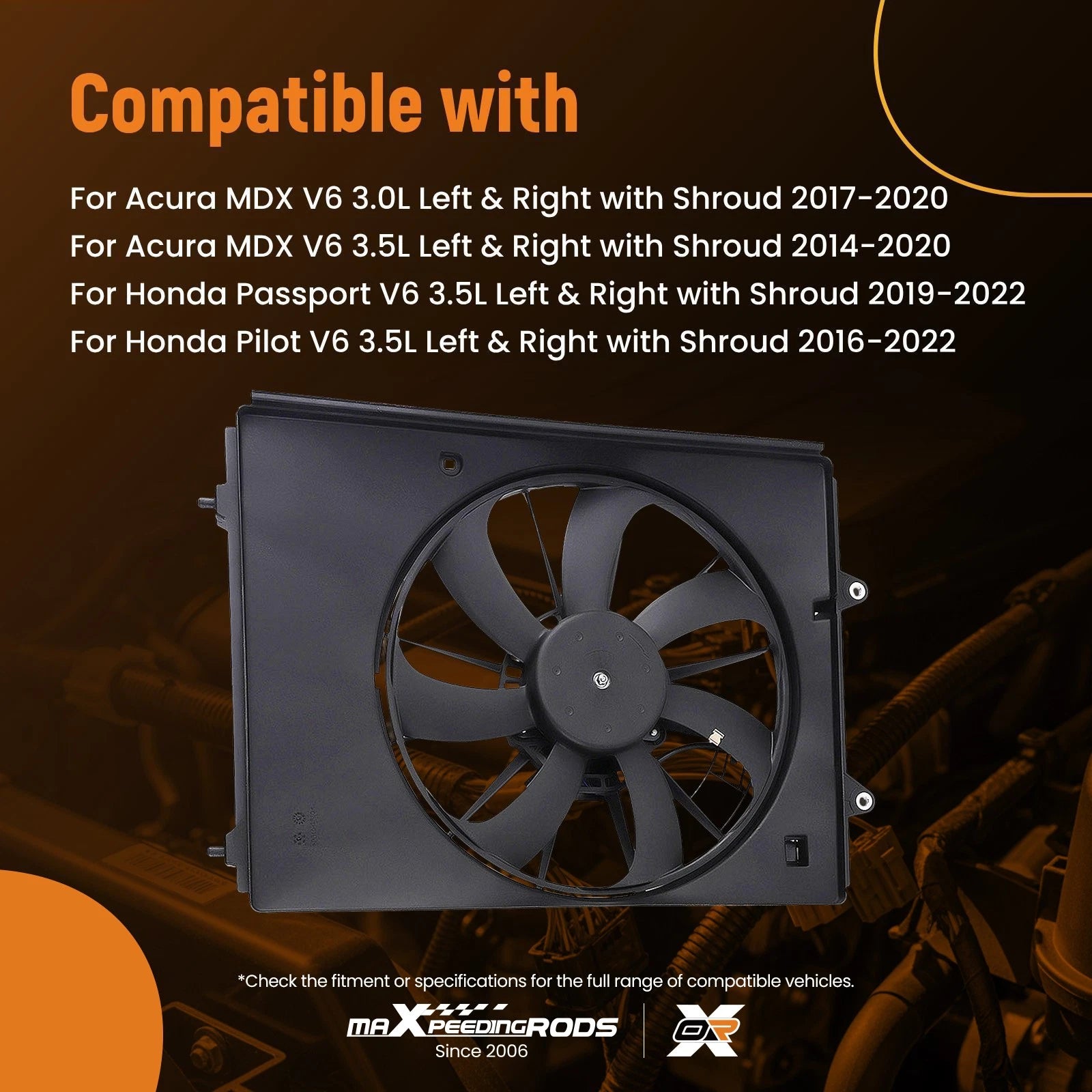 2X Cooling Fan Assembly Kit for Acura MDX Honda Pilot (2014–2022) 190155J6A01