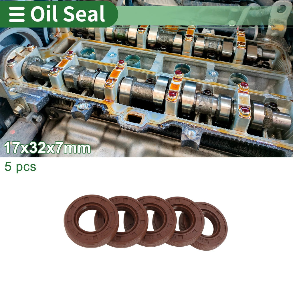 Oil Seal FKM Rubber 17x32x7mm for Various Models (5 Pcs)