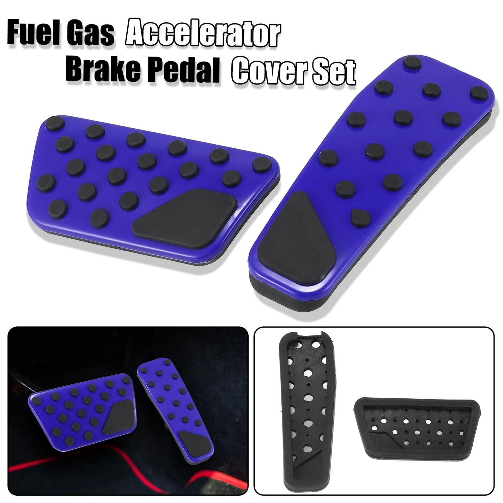 Set of 2 Blue Brake Gas Accelerator Pedal Covers for Dodge Charger (2009–2019)