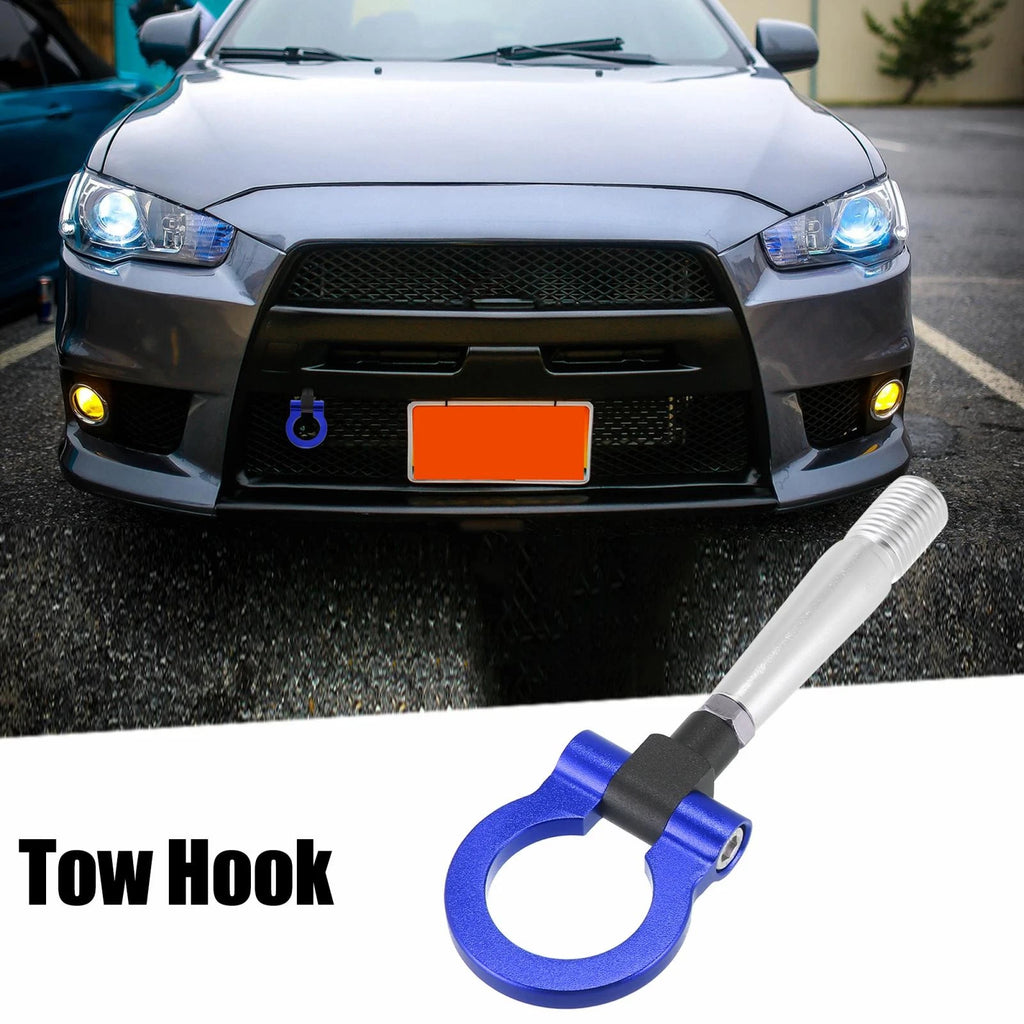 Tow Hook Screw On Round Ring for Mitsubishi Lancer EVO X (2008–2015) - Blue