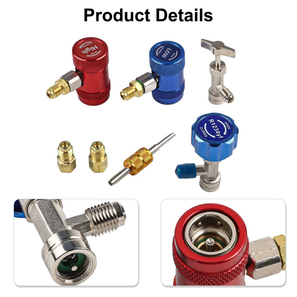 Set of 2 Brass Quick Couplers for R1234yf HVAC Charging Hoses
