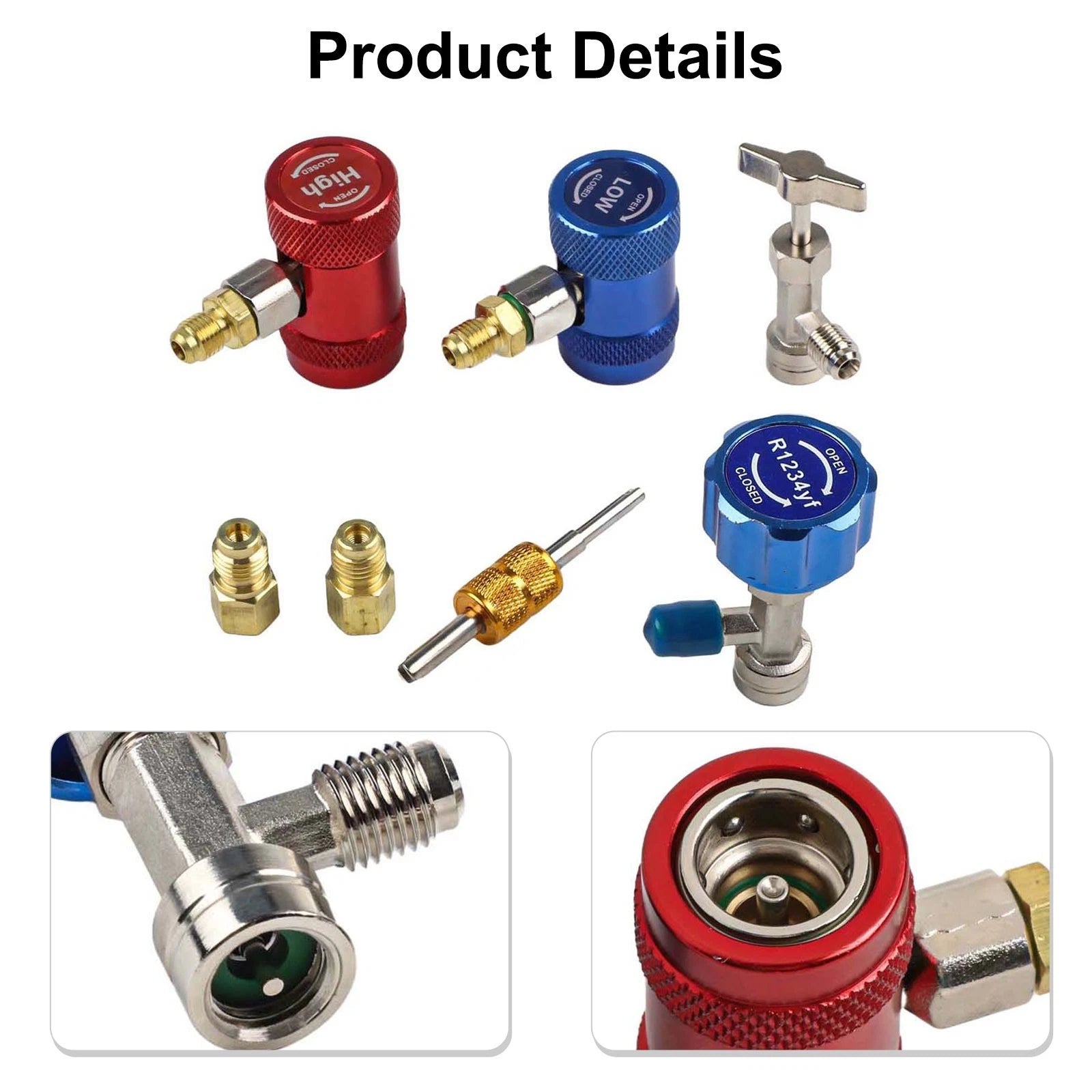 Set of 2 Brass Quick Couplers for R1234yf HVAC Charging Hoses