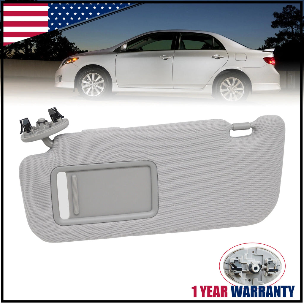 Sun Visor with Mirror Left Driver Side Gray for Toyota Corolla (2009–2013)