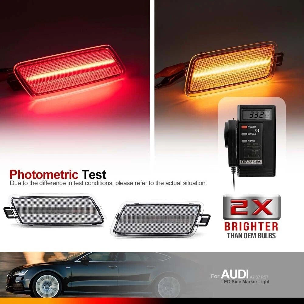 Clear Front Rear Side Marker Lights for Audi A7 S7 RS7 Quattro (2012–2018)