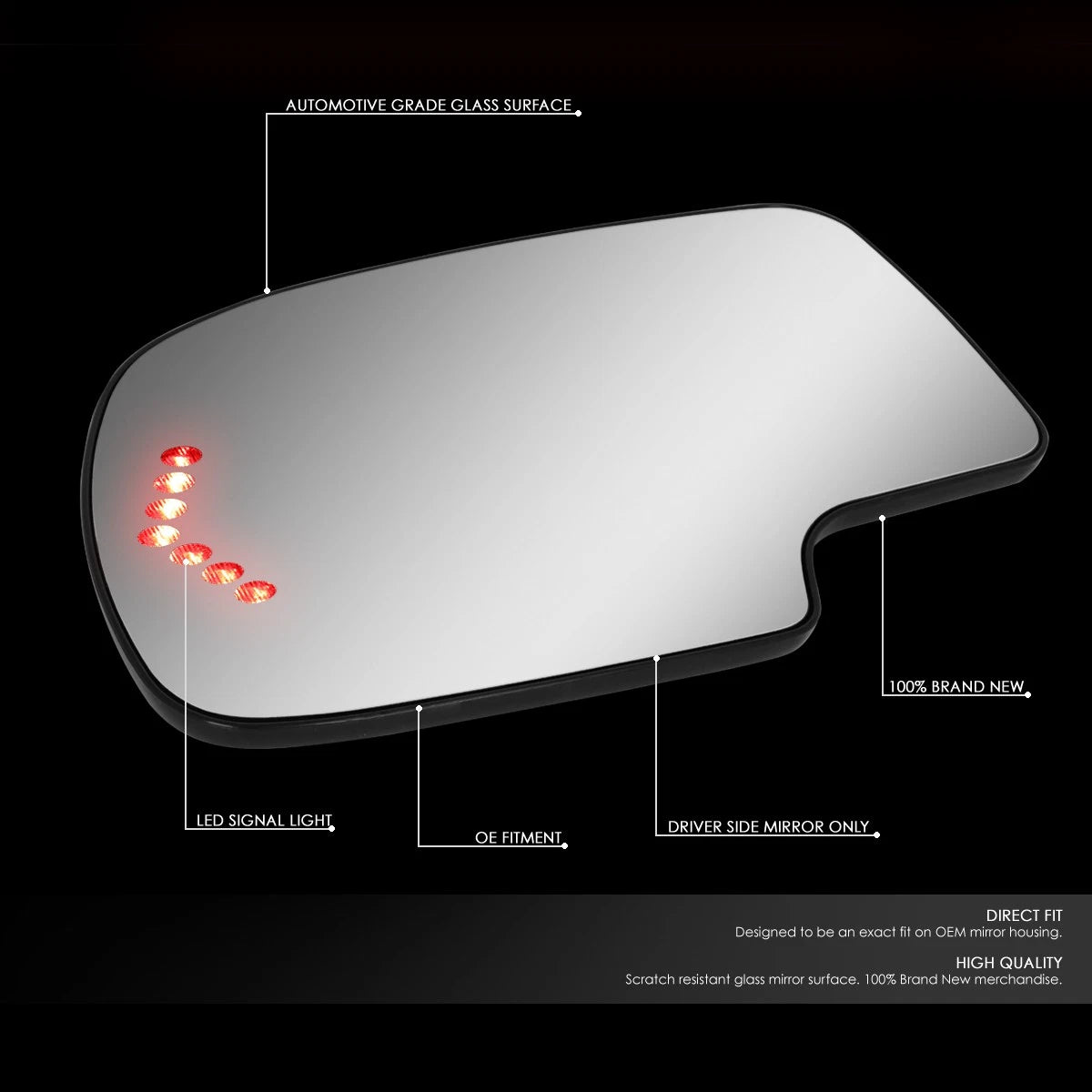 Left Side View Mirror Glass with LED Signal + Heater for Silverado/Sierra (1999–2007)