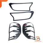 Matte Black Headlight Taillight Covers Trim for Ford Ranger T6 (2015-2021)