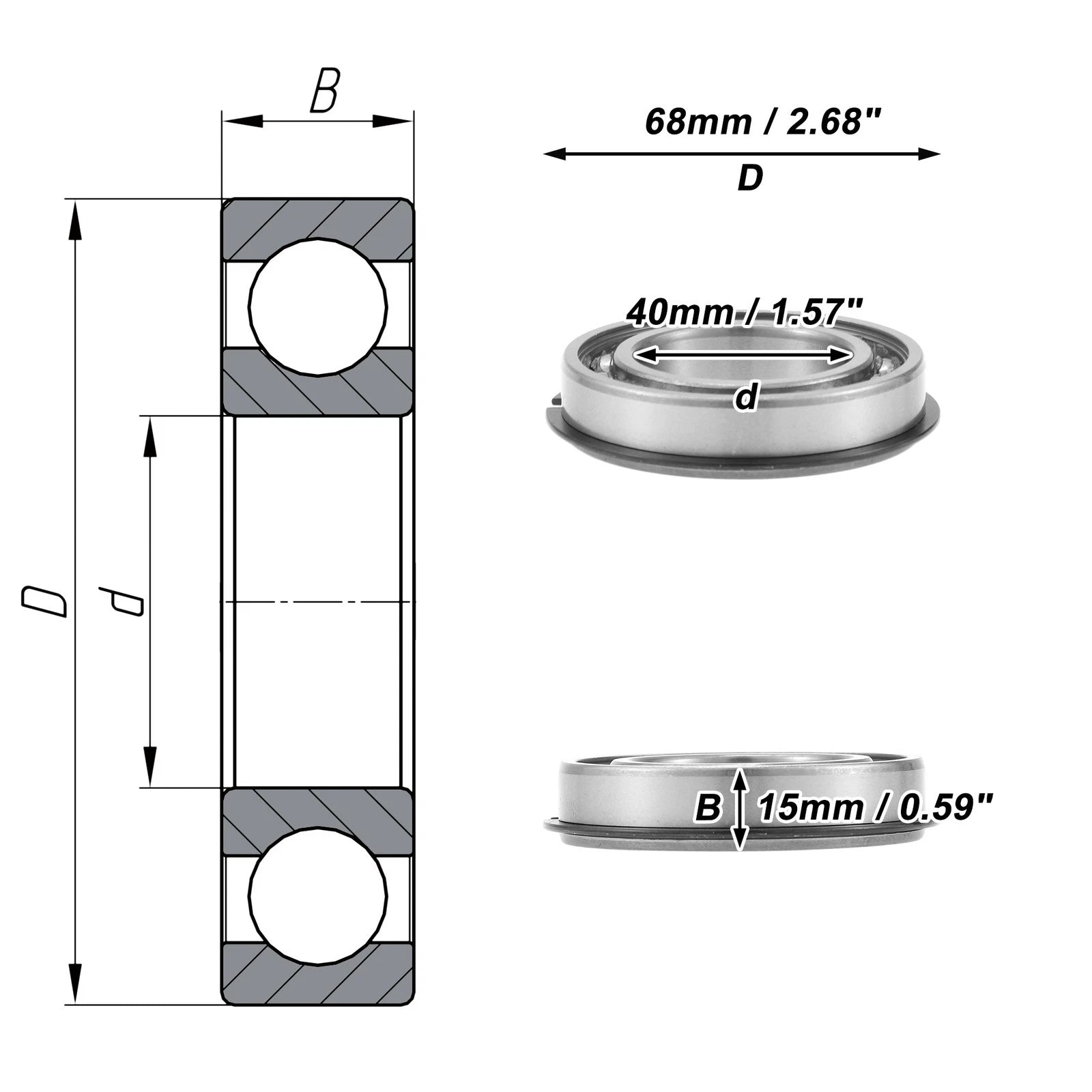 Deep Groove Ball Bearing 6008NR for Scooter Skateboard (P0 40x68x15mm)