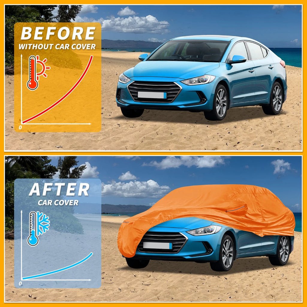Waterproof Car Cover for Hyundai Elantra (210D-PU, Orange)