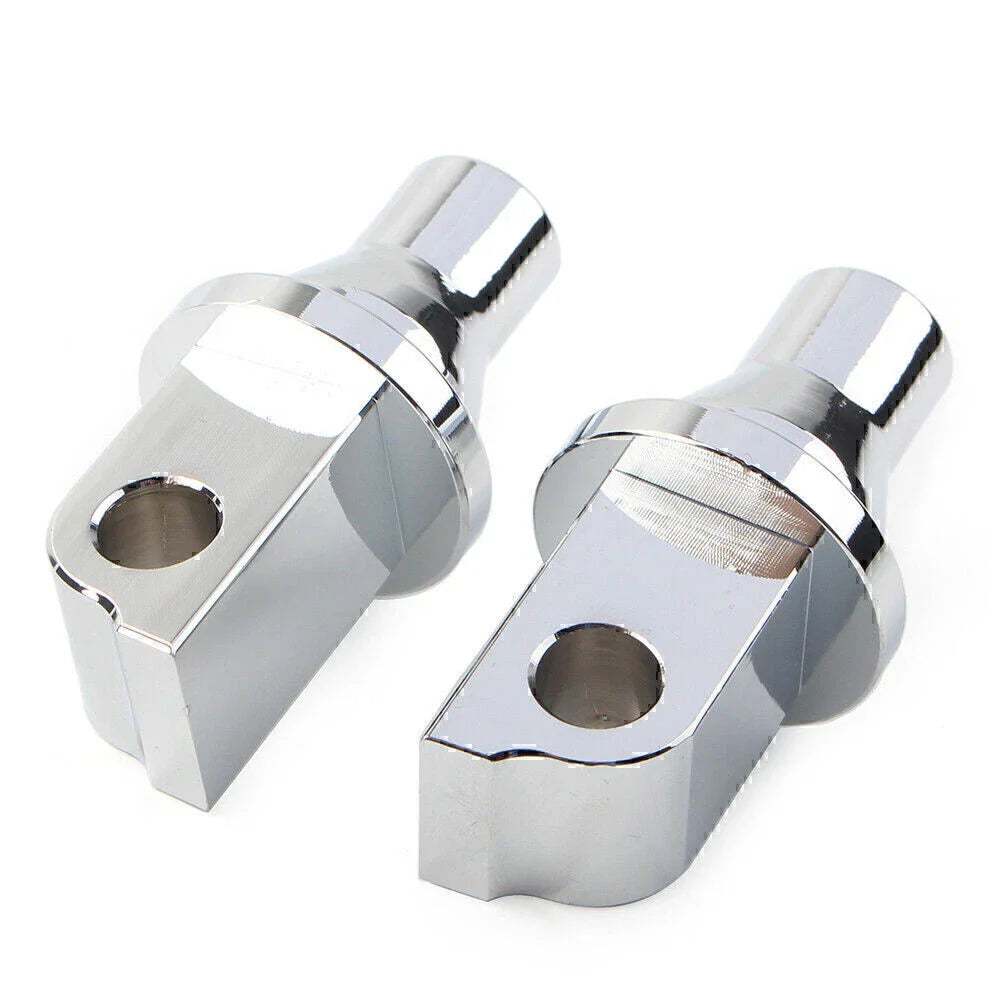 Chrome Front/Rear Tapered Foot Peg Adapters for Yamaha, Honda, VTX, Suzuki