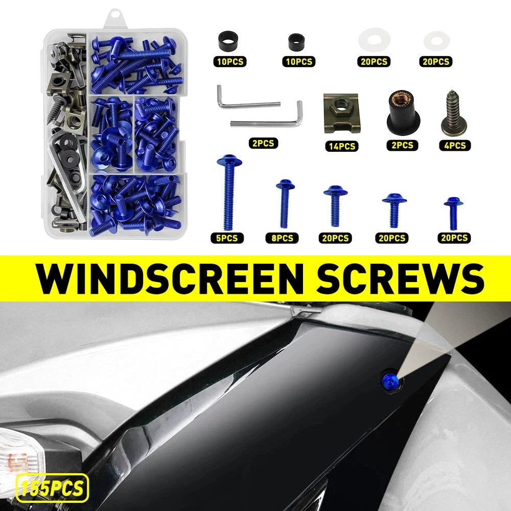 155pcs Blue Aluminum Fairing Bolts Kit for Suzuki GSXR600/750/1000 (2006–2023)
