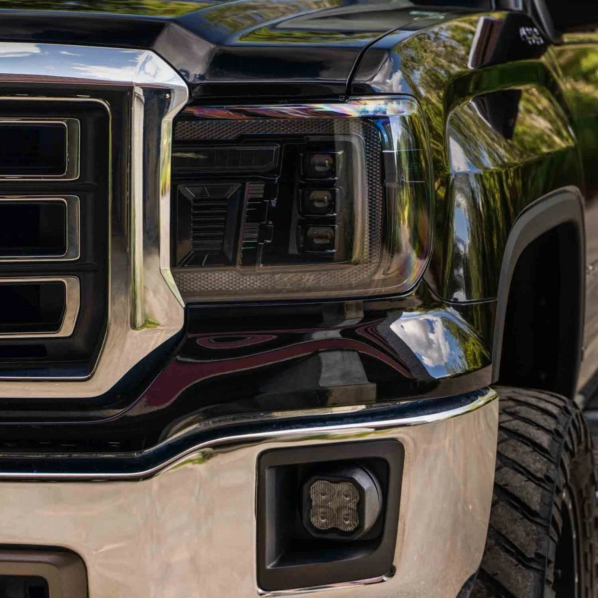 LED Projector Headlights w Amber DRL Replacement for 2014-2018 GMC Sierra 1500