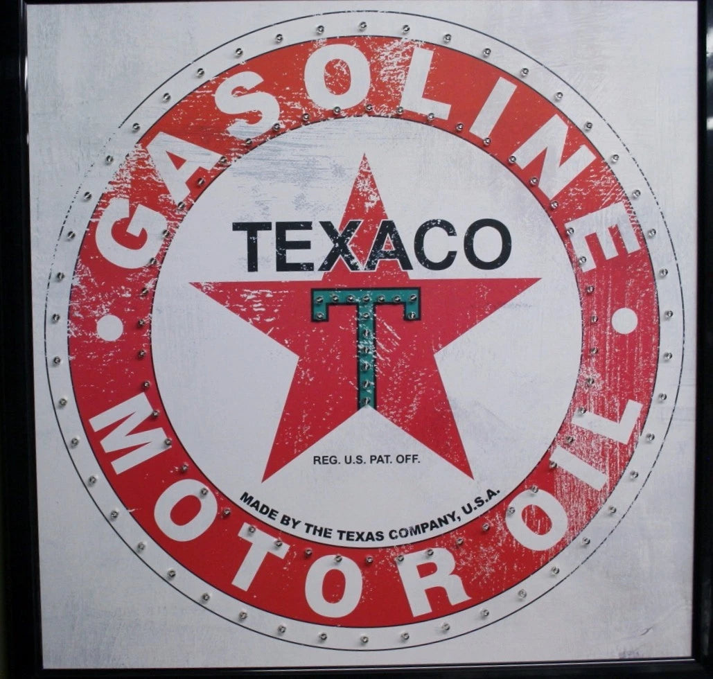 LED Lighted Texaco Gasoline Motor Oil Sign for Man Cave Garage Shop
