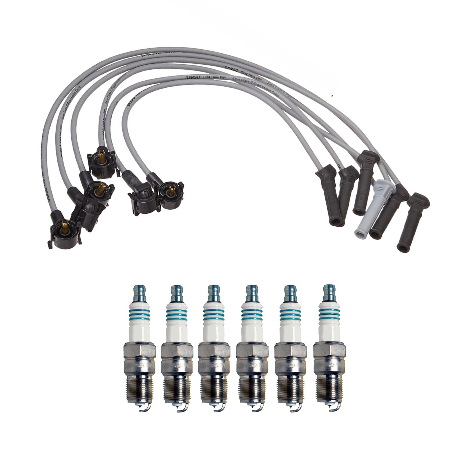 Denso 7mm Wire Set & 6 Iridium Power Spark Plugs for Ford Mustang (2005–2010)