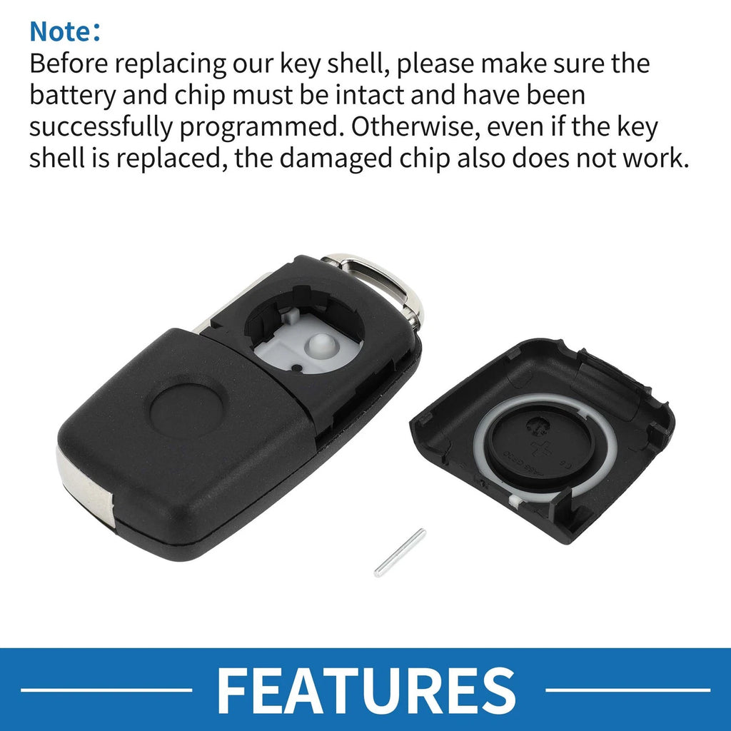 3 Buttons Keyless Entry Remote Key Shell Case for Volkswagen Caddy (2011–2013)