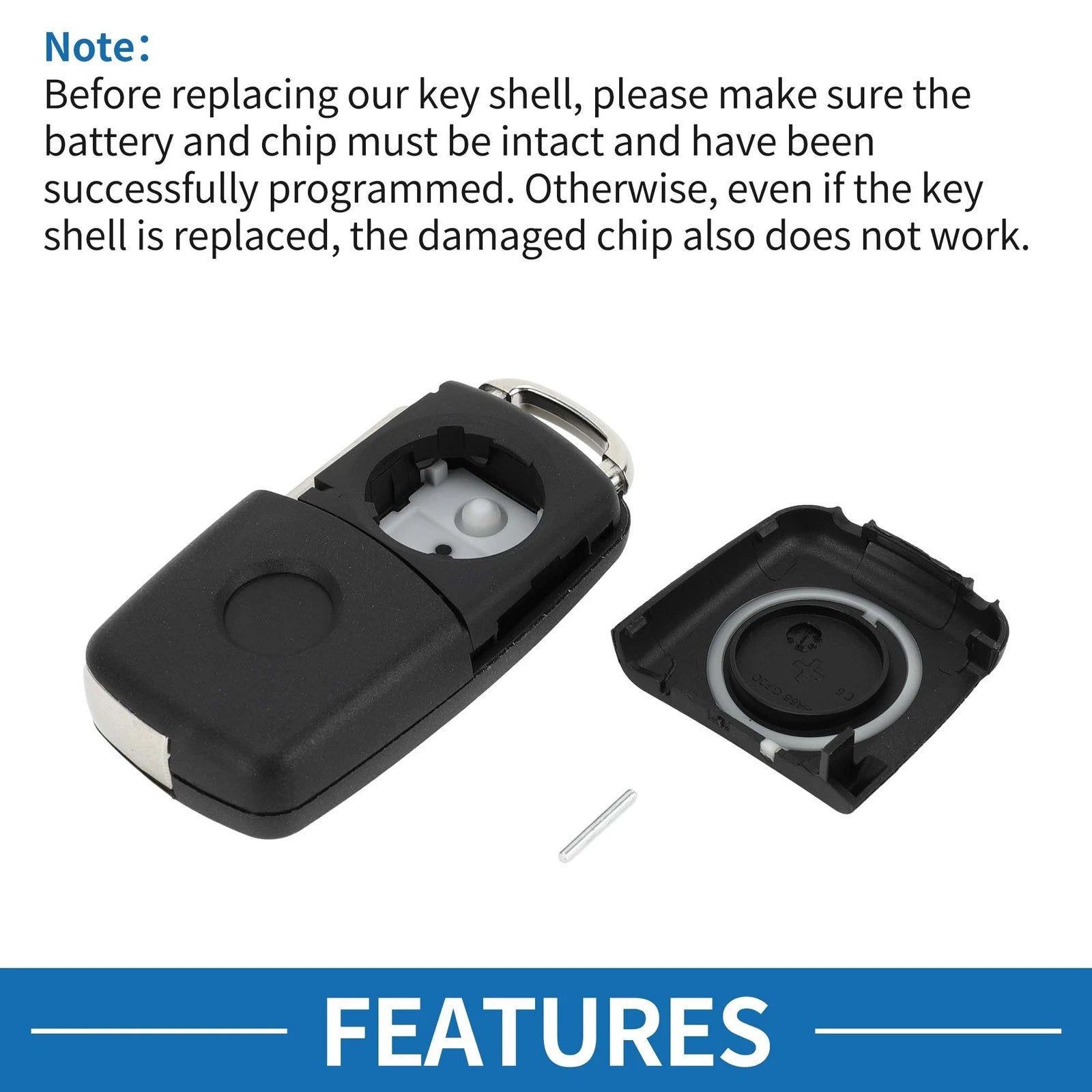 3 Buttons Keyless Entry Remote Key Shell Case for Volkswagen Caddy (2011–2013)