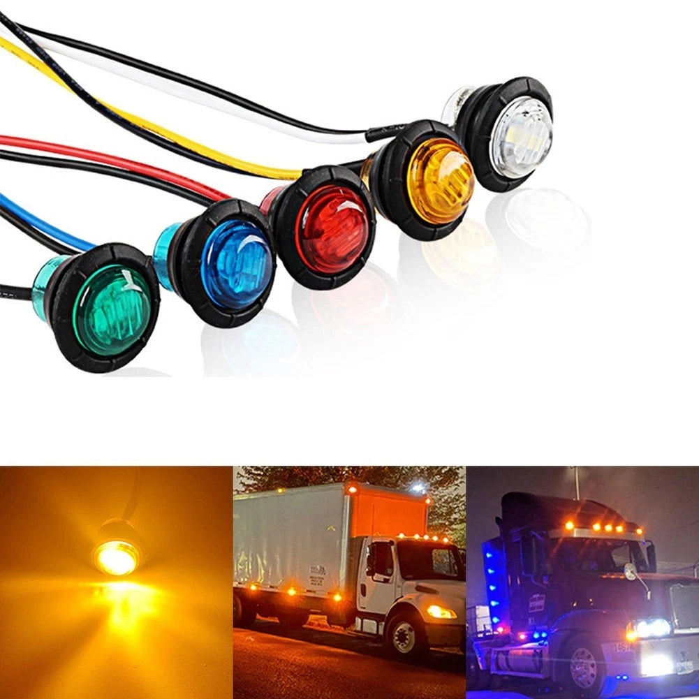 Set of 4 24V LED Side Marker Lights for Trucks - Amber Red Blue White Green