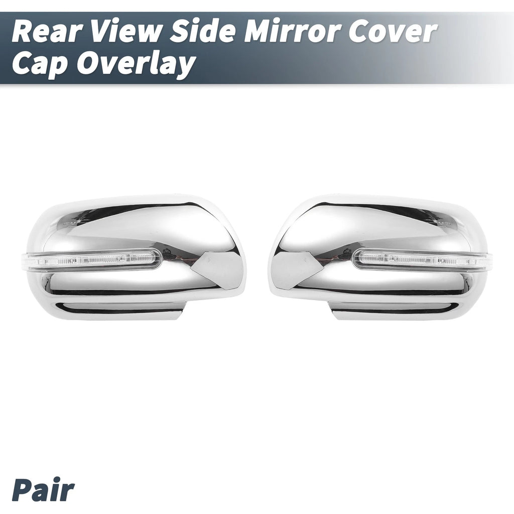 Set of 2 Rearview Mirror Cover Overlay Chrome for Suzuki (with LED Light)