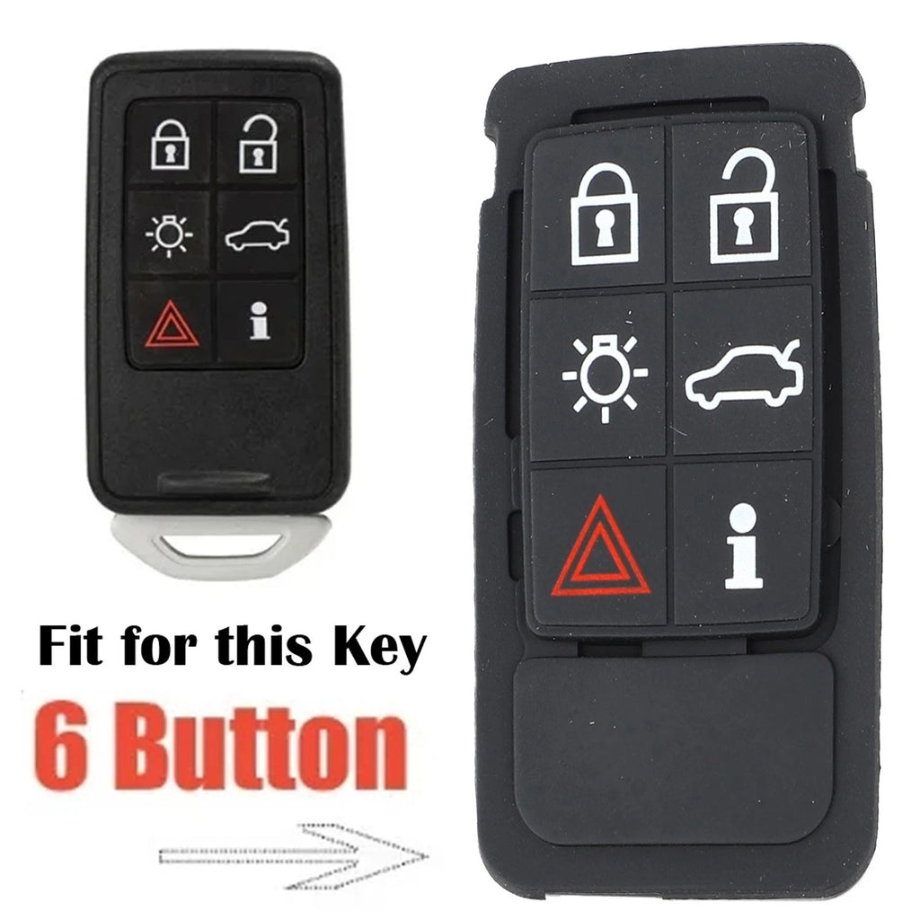 Black Rubber Remote Key Case Pad for Volvo XC60 XC70 V70 S60 S80 (6 Buttons)