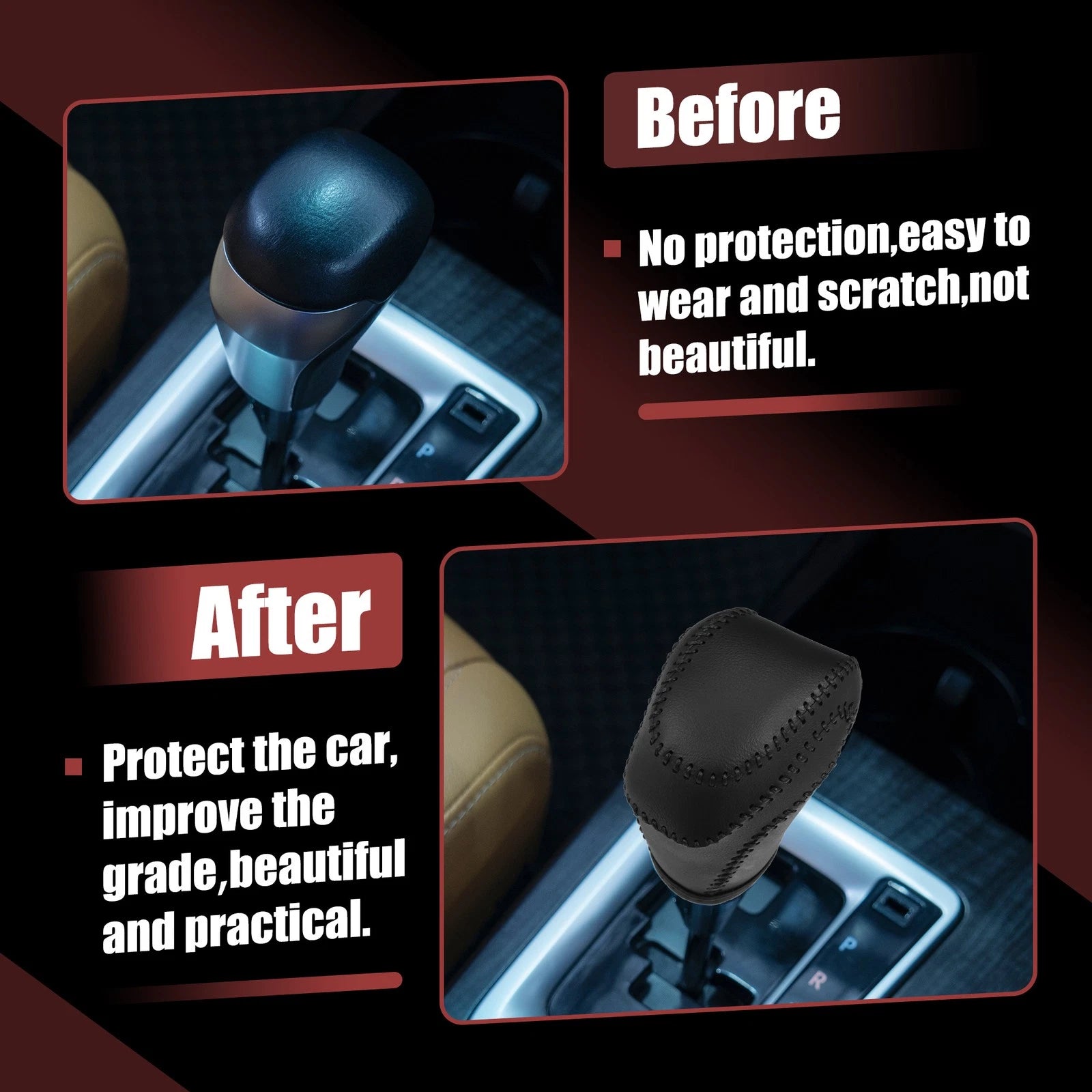 Gear Shift Knob Cover for Toyota Land Cruiser Prado (2018–2023) Black