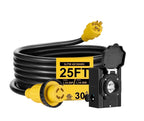 25FT 30 Amp RV Extension Cord with Inlet Box L14-30P L14-30R for RVs