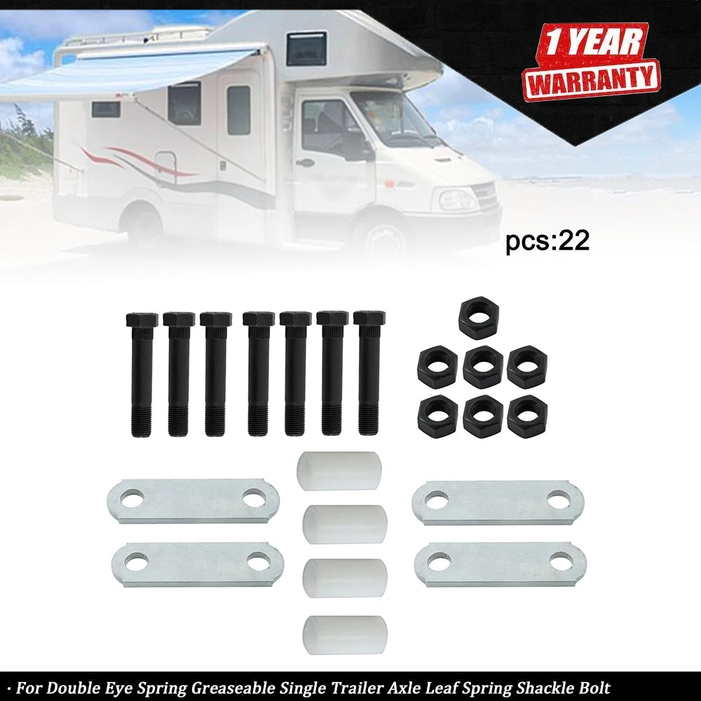 Greaseable Leaf Spring Shackle Bolt for Trailer Axle (Single)
