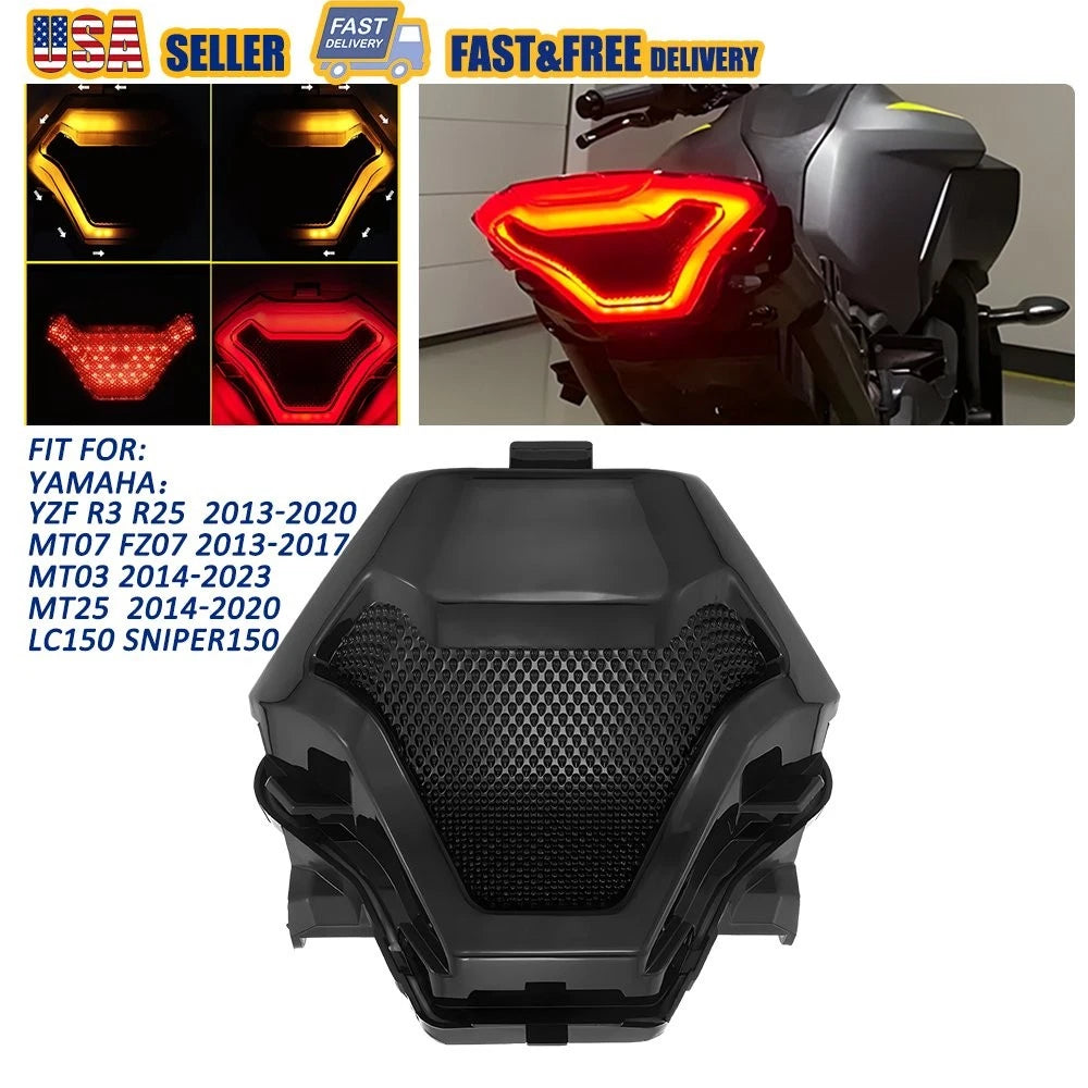 LED Brake Tail Light Turn Signal for Yamaha YZF R3 FZ07 MT07 MT03 R25 (2015–2023)