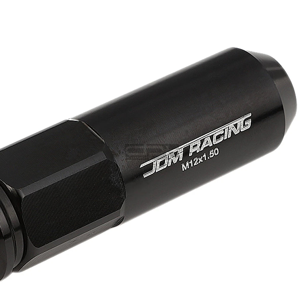 20x M12x1.5 107mm Tall Black Aluminum Spiked Cap Lug Nuts + Adapter