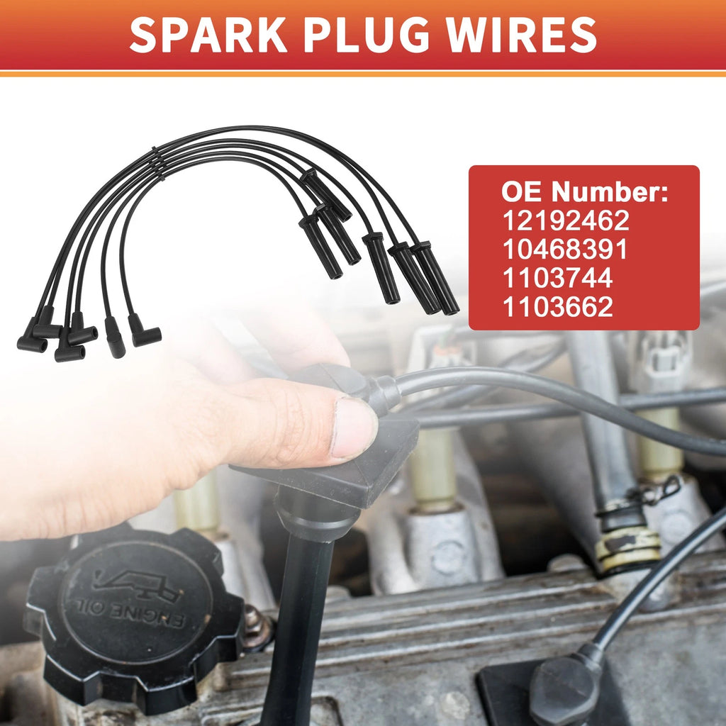 6 Pcs Spark Plug Wire Ignition Coil Cable No. 12192462 for Buick Century (2000–2005)