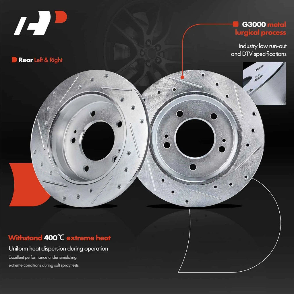 Drilled Rear Brake Rotors for Hyundai Elantra (2011–2020) Kia Soul (2014–2023)